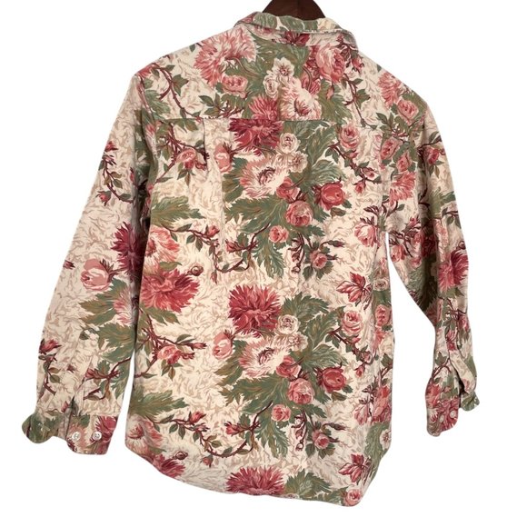 Vintage 90s Eddie Bauer Flannel Button Down Shirt S Cottagecore Floral Romantic - Picture 2 of 4